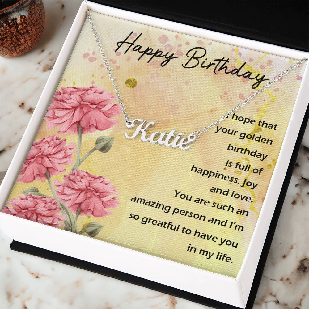 Happy Birthday Custom Name Necklace