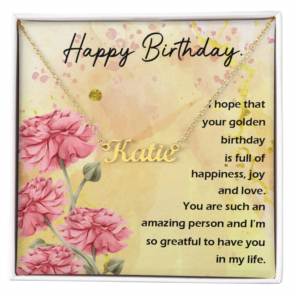 Happy Birthday Custom Name Necklace
