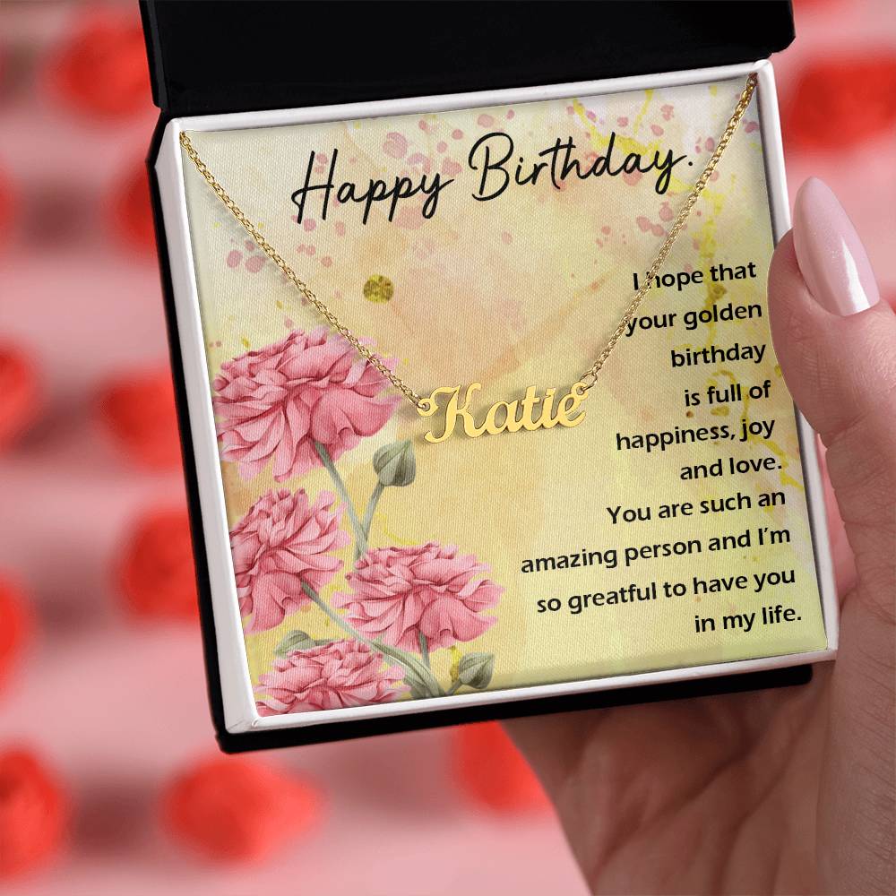 Happy Birthday Custom Name Necklace