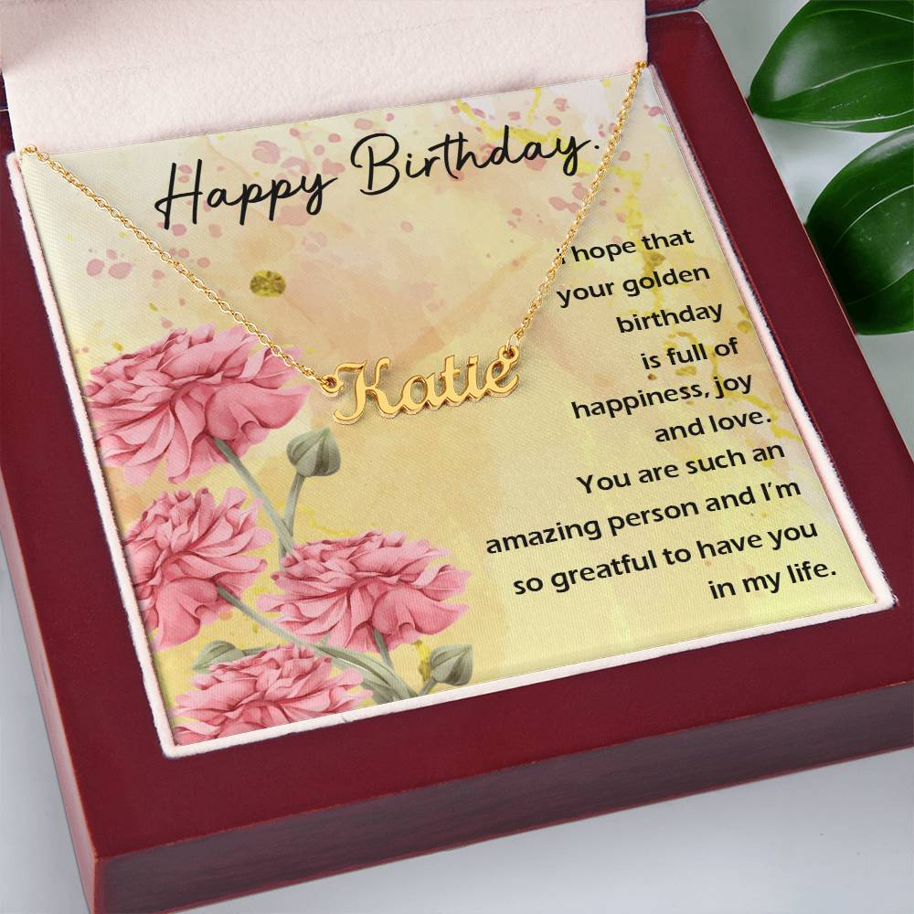 Happy Birthday Custom Name Necklace