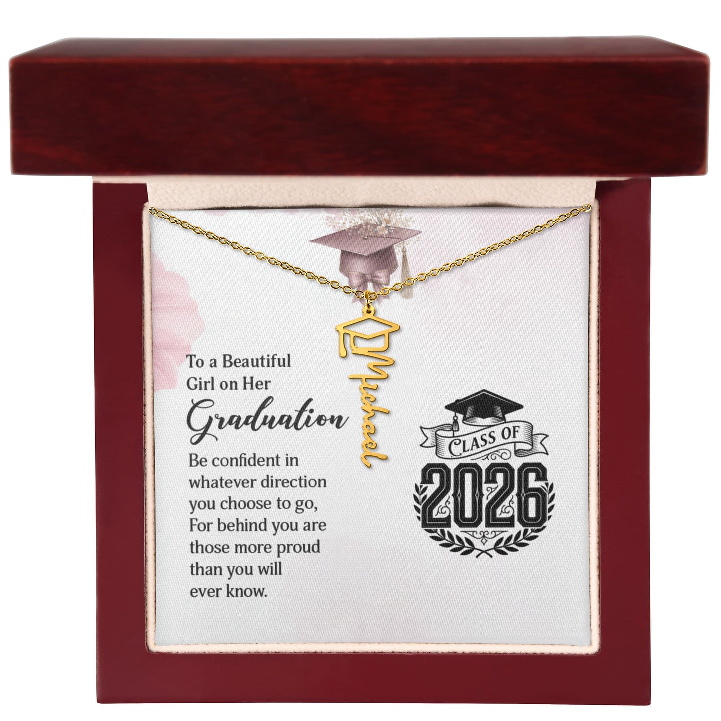 Graduation Cap Name Necklace For Her