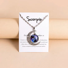 Load image into Gallery viewer, Vintage 12 Zodiac Sign Moon Pendant Necklaces Galaxy Star Glass Necklace For Women Girls Gifts