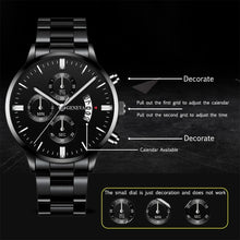 Load image into Gallery viewer, Fashion Mens Sports Watches Luxury Men Stainless Steel Quartz Wrist Watch for Man Business Casual Leather Watch часы мужские