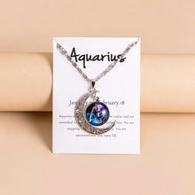Load image into Gallery viewer, Vintage 12 Zodiac Sign Moon Pendant Necklaces Galaxy Star Glass Necklace For Women Girls Gifts