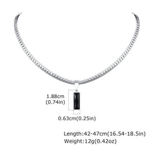 Load image into Gallery viewer, Stylish Mens Geometric Stone Pendent Necklaces,Stainless Steel Flat Cuban Chain Collars,Hip Hop Jewelry Gifts for Him Boys