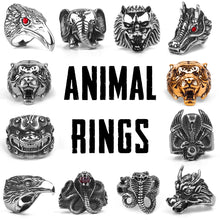 Load image into Gallery viewer, Men&#39;s Stainless Steel Animal Rings