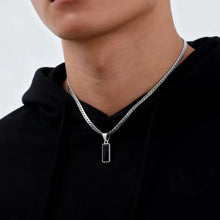 Load image into Gallery viewer, Stylish Mens Geometric Stone Pendent Necklaces,Stainless Steel Flat Cuban Chain Collars,Hip Hop Jewelry Gifts for Him Boys