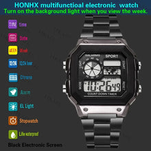 Load image into Gallery viewer, MAYZHISU Classic Men's Digital Watches Luxury Stainless Steel Strap Sport Watches Men Military Clock LED Sport Wristwatch