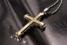 Load image into Gallery viewer, 2024 New Male Crystal Cross Jesus Pendant Gold/Black/Blue Color Zirconia Cross Pendant Necklace Stainless Steel Jewelry