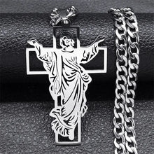 Load image into Gallery viewer, Hip Hop Punk Crown of Thorns Jesus Cross Necklace for Men Stainless Steel Gold Plated Crucifix Pendant Necklaces Jewelry N8052