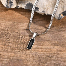 Load image into Gallery viewer, Stylish Mens Geometric Stone Pendent Necklaces,Stainless Steel Flat Cuban Chain Collars,Hip Hop Jewelry Gifts for Him Boys