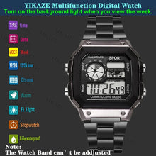 Load image into Gallery viewer, MAYZHISU Classic Men's Digital Watches Luxury Stainless Steel Strap Sport Watches Men Military Clock LED Sport Wristwatch