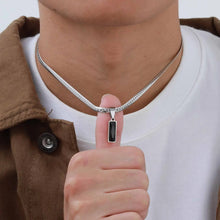 Load image into Gallery viewer, Stylish Mens Geometric Stone Pendent Necklaces,Stainless Steel Flat Cuban Chain Collars,Hip Hop Jewelry Gifts for Him Boys
