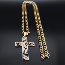 Load image into Gallery viewer, Hip Hop Punk Crown of Thorns Jesus Cross Necklace for Men Stainless Steel Gold Plated Crucifix Pendant Necklaces Jewelry N8052