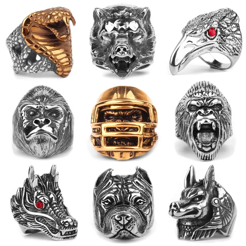 Men's Stainless Steel Animal Rings