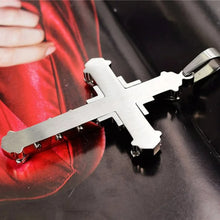 Load image into Gallery viewer, 2024 New Male Crystal Cross Jesus Pendant Gold/Black/Blue Color Zirconia Cross Pendant Necklace Stainless Steel Jewelry