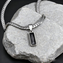 Load image into Gallery viewer, Stylish Mens Geometric Stone Pendent Necklaces,Stainless Steel Flat Cuban Chain Collars,Hip Hop Jewelry Gifts for Him Boys