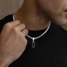 Load image into Gallery viewer, Stylish Mens Geometric Stone Pendent Necklaces,Stainless Steel Flat Cuban Chain Collars,Hip Hop Jewelry Gifts for Him Boys
