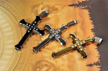 Load image into Gallery viewer, 2024 New Male Crystal Cross Jesus Pendant Gold/Black/Blue Color Zirconia Cross Pendant Necklace Stainless Steel Jewelry