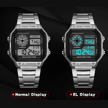 Load image into Gallery viewer, MAYZHISU Classic Men's Digital Watches Luxury Stainless Steel Strap Sport Watches Men Military Clock LED Sport Wristwatch
