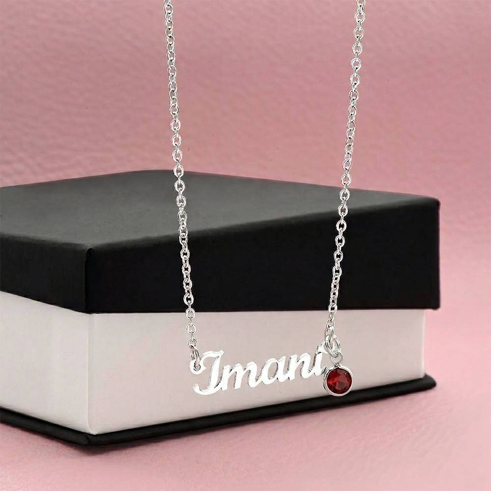 Custom Name Necklace with Birthstone 2