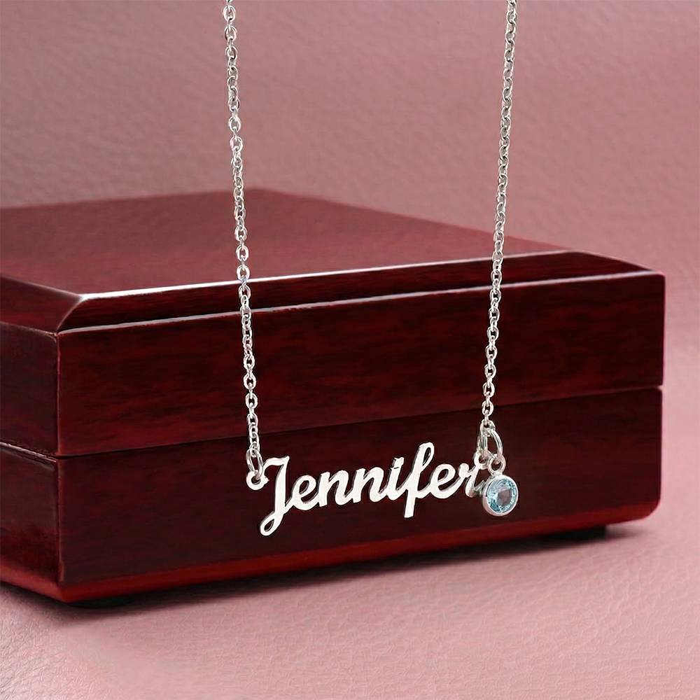 Custom Name Necklace with Birthstone 2