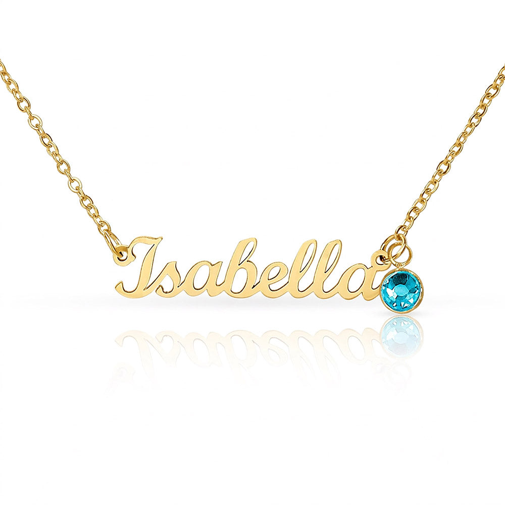 Custom Name Necklace with Birthstone 2