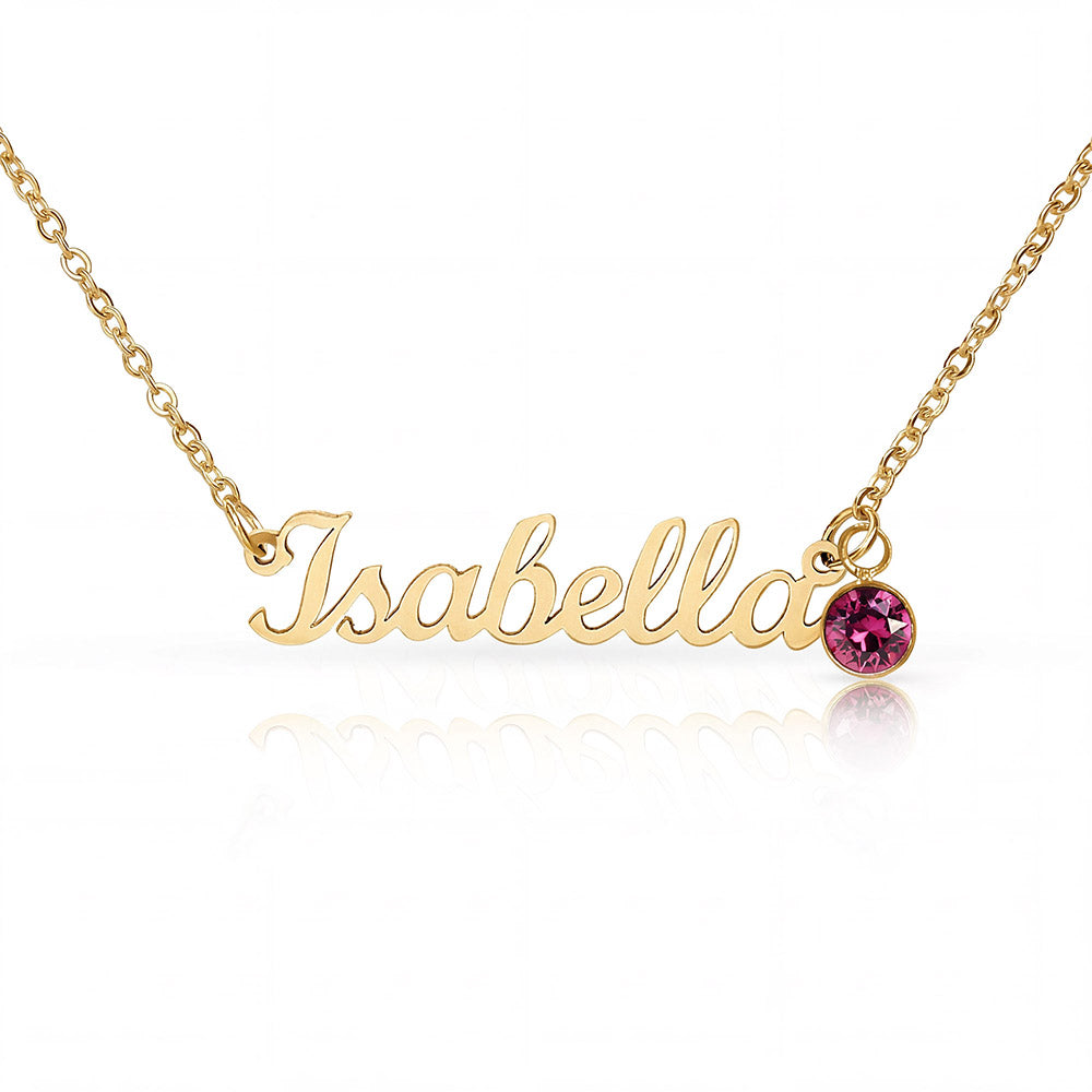 Custom Name Necklace with Birthstone 2