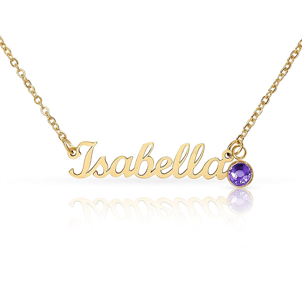 Custom Name Necklace with Birthstone 2