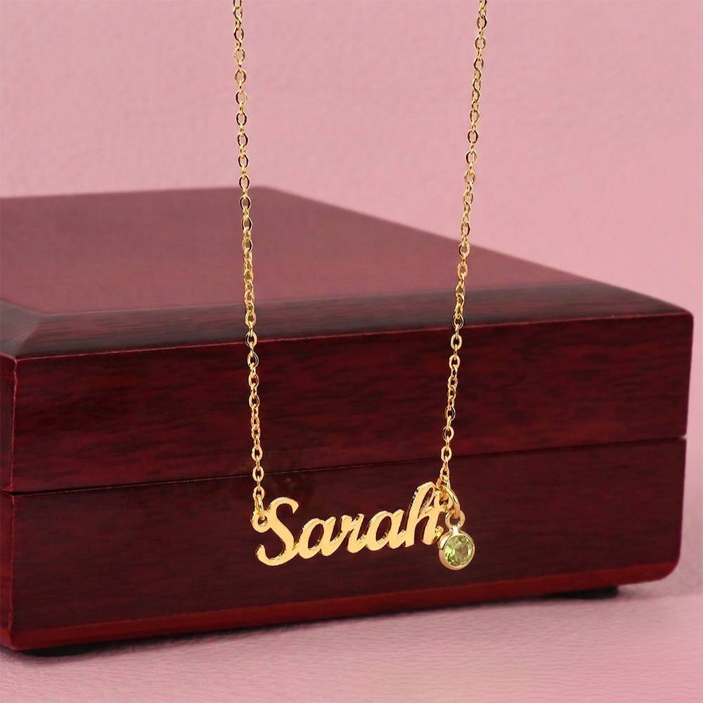Custom Name Necklace with Birthstone 2