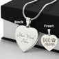 Dog Mom Engraved Heart Necklace