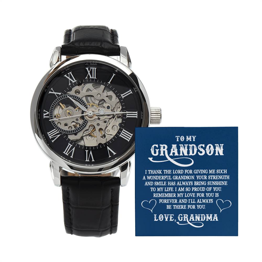 To My Grandson Men's Openwork Watch