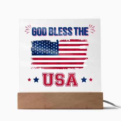 God Bless The USA Acrylic Square Plaque