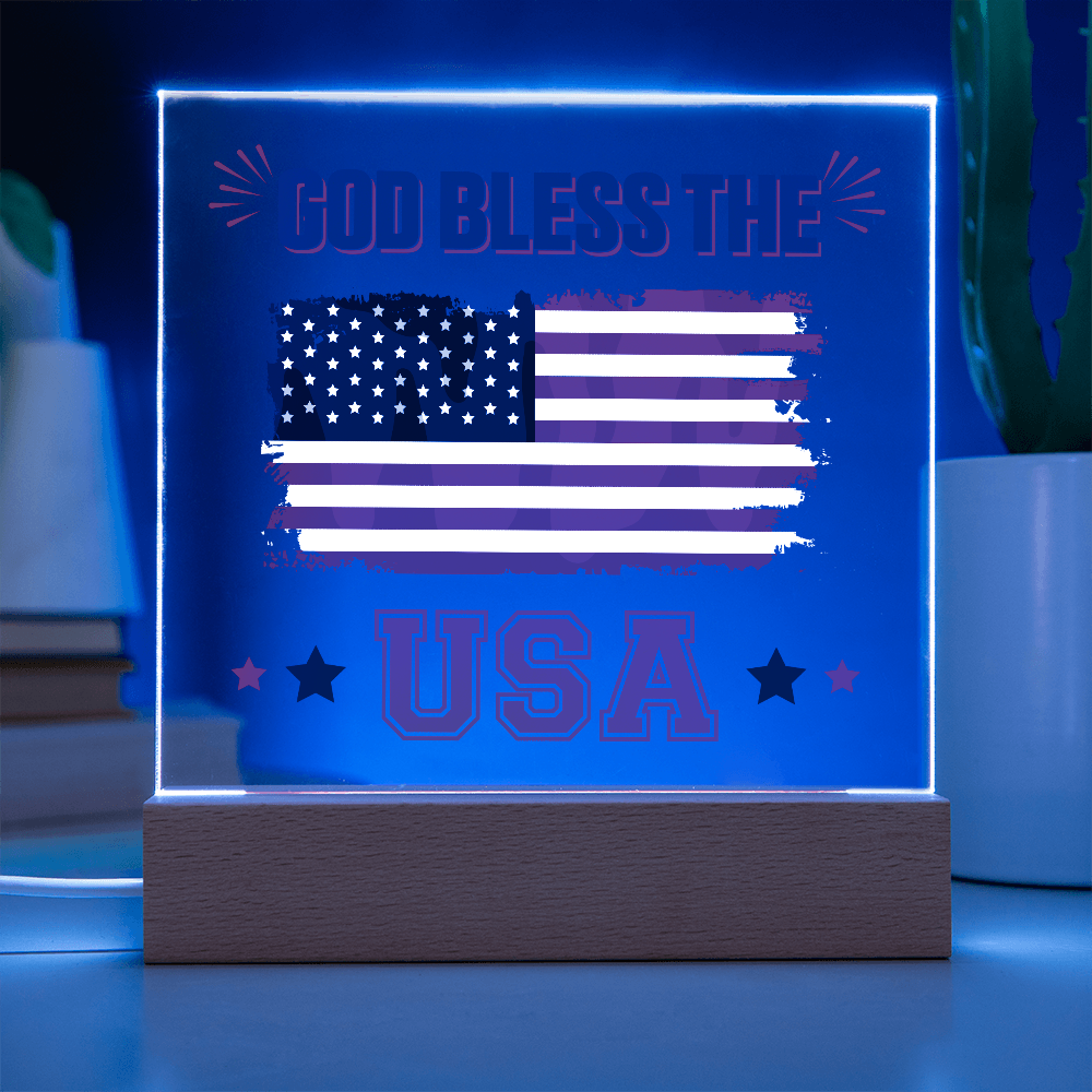 God Bless The USA Acrylic Square Plaque