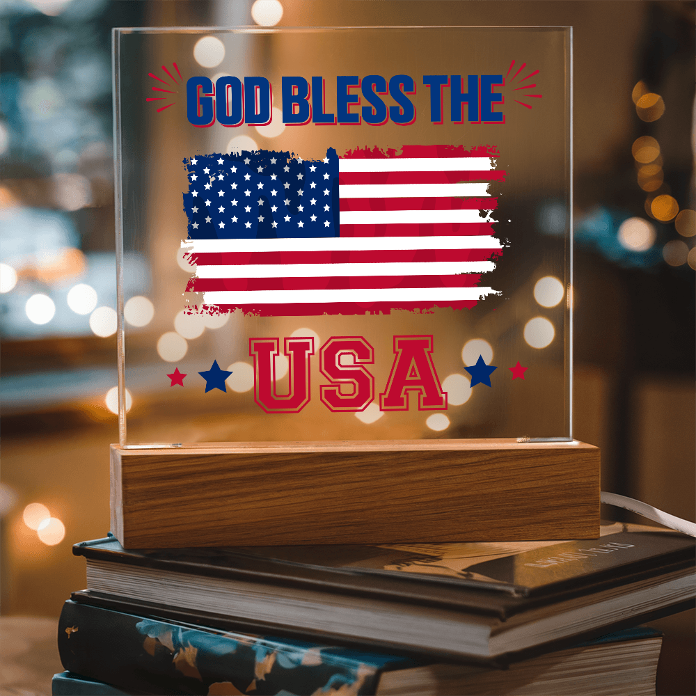 God Bless The USA Acrylic Square Plaque