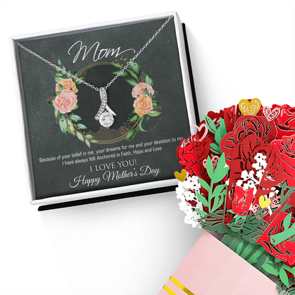 Alluring Beauty Necklace & Sweetest Devotion Flower Bouquet For Mom