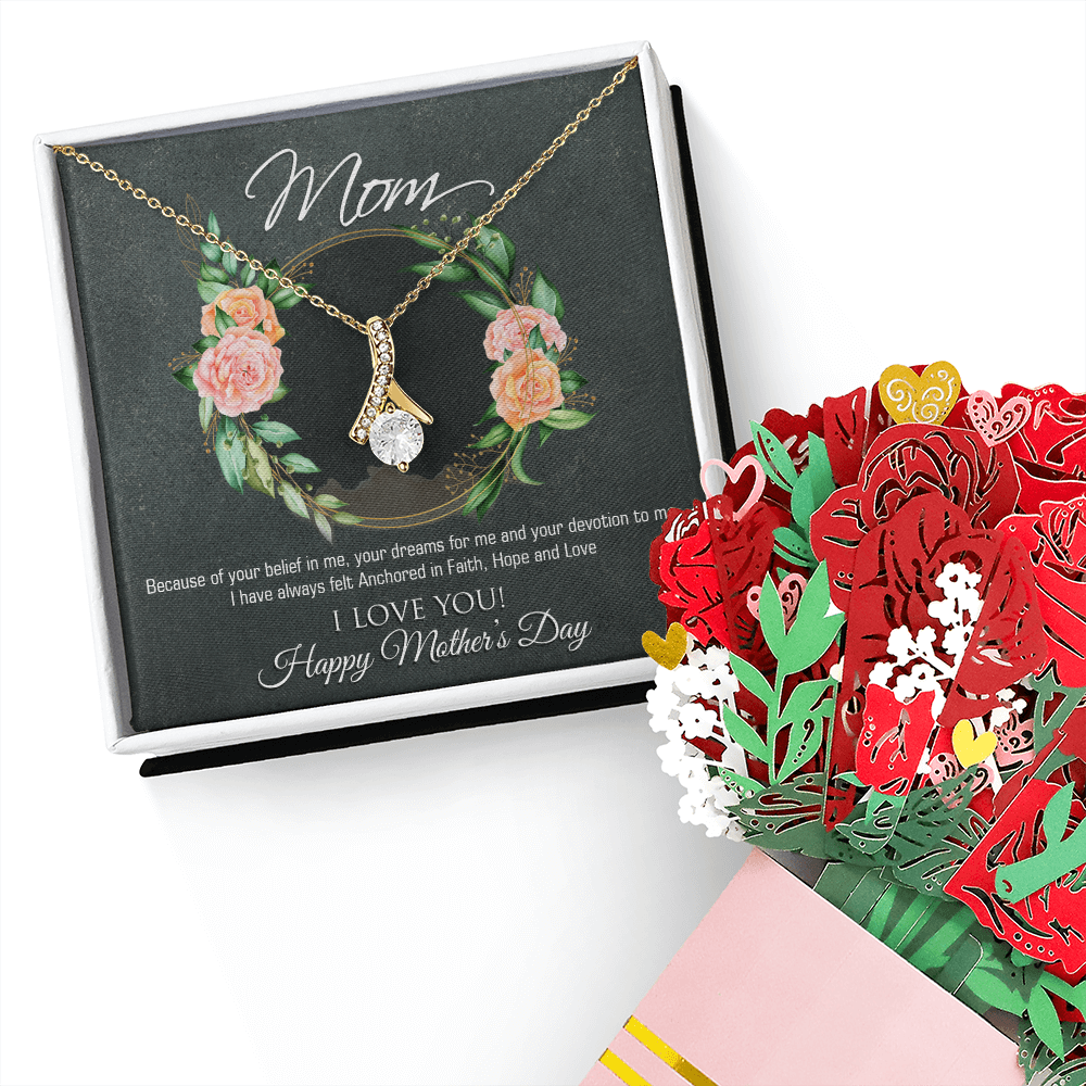 Alluring Beauty Necklace & Sweetest Devotion Flower Bouquet For Mom