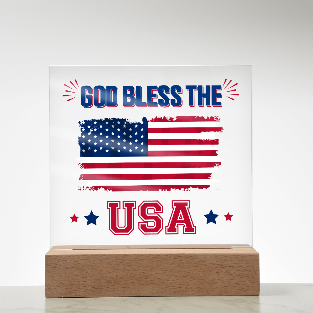 God Bless The USA Acrylic Square Plaque
