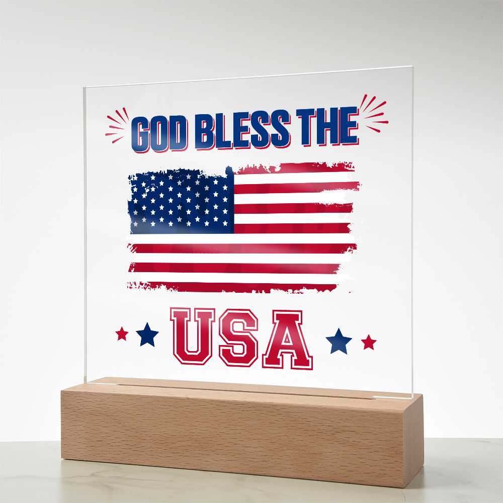 God Bless The USA Acrylic Square Plaque