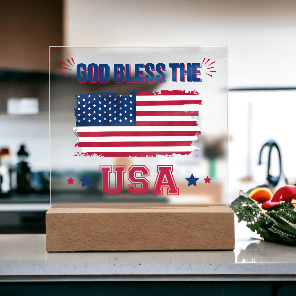 God Bless The USA Acrylic Square Plaque
