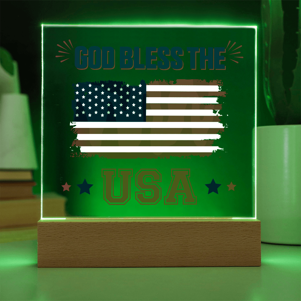 God Bless The USA Acrylic Square Plaque