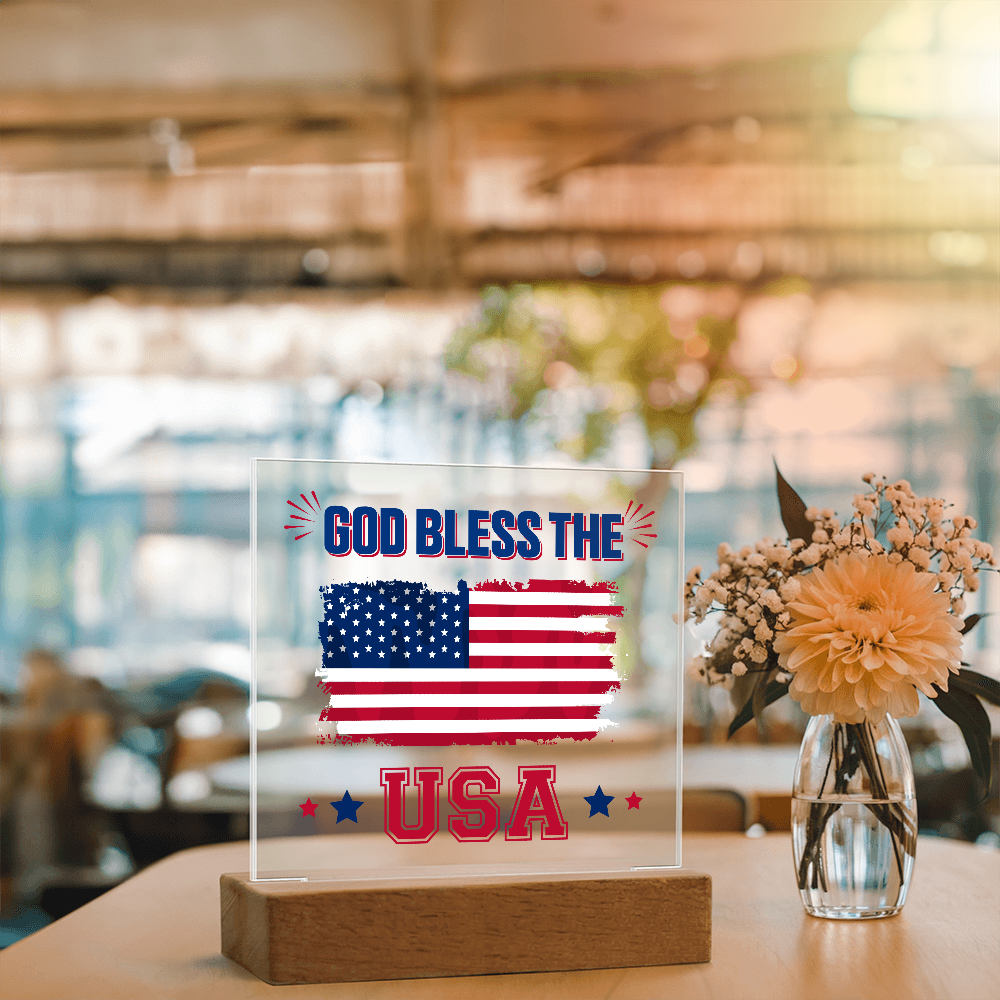 God Bless The USA Acrylic Square Plaque