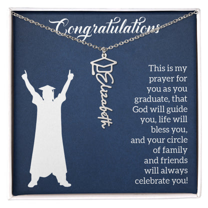 Graduation Cap Name Necklace For Men