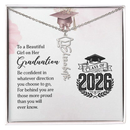 Graduation Cap Name Necklace For Her