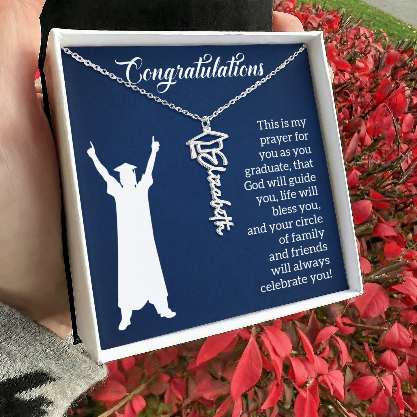 Graduation Cap Name Necklace For Men