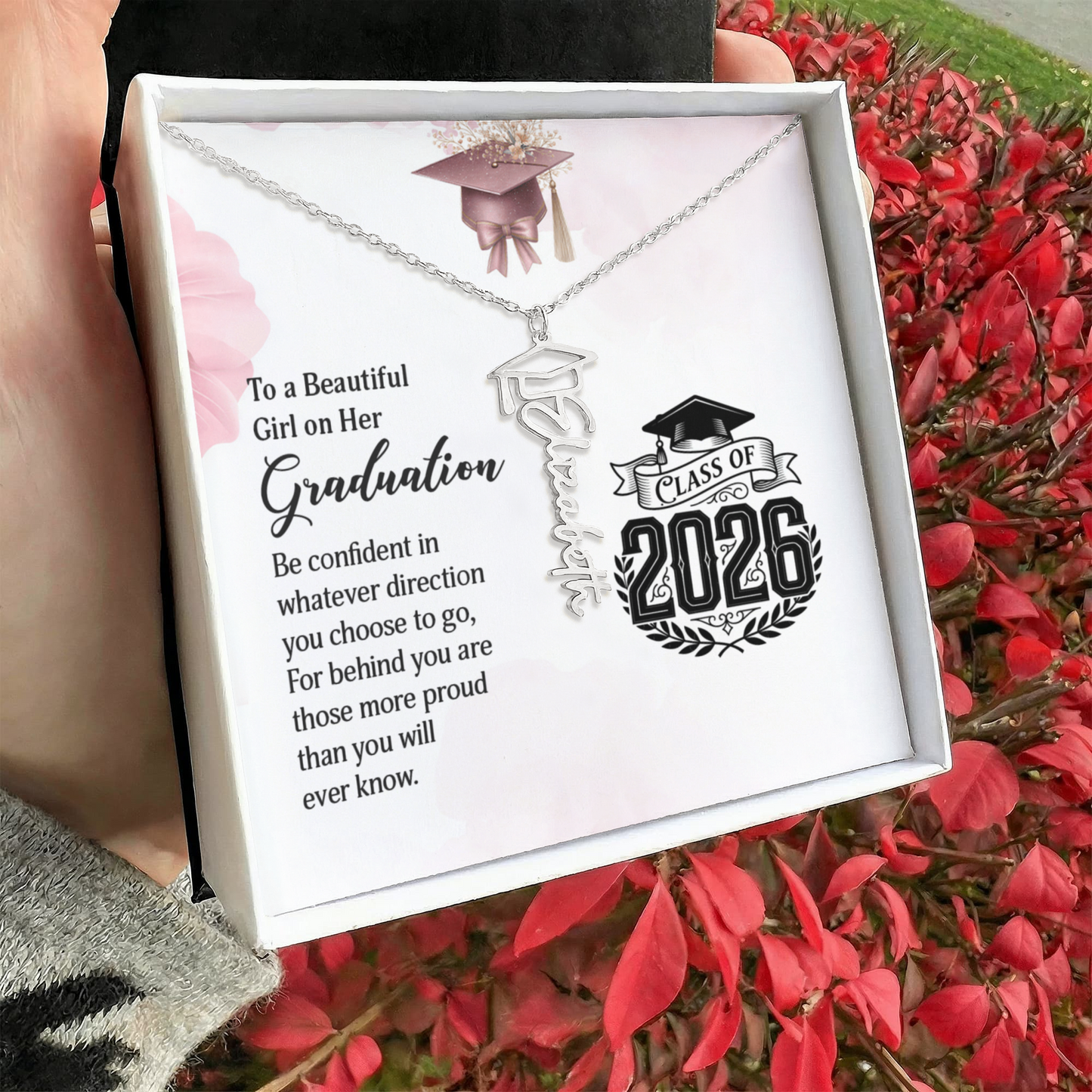 Graduation Cap Name Necklace For Her