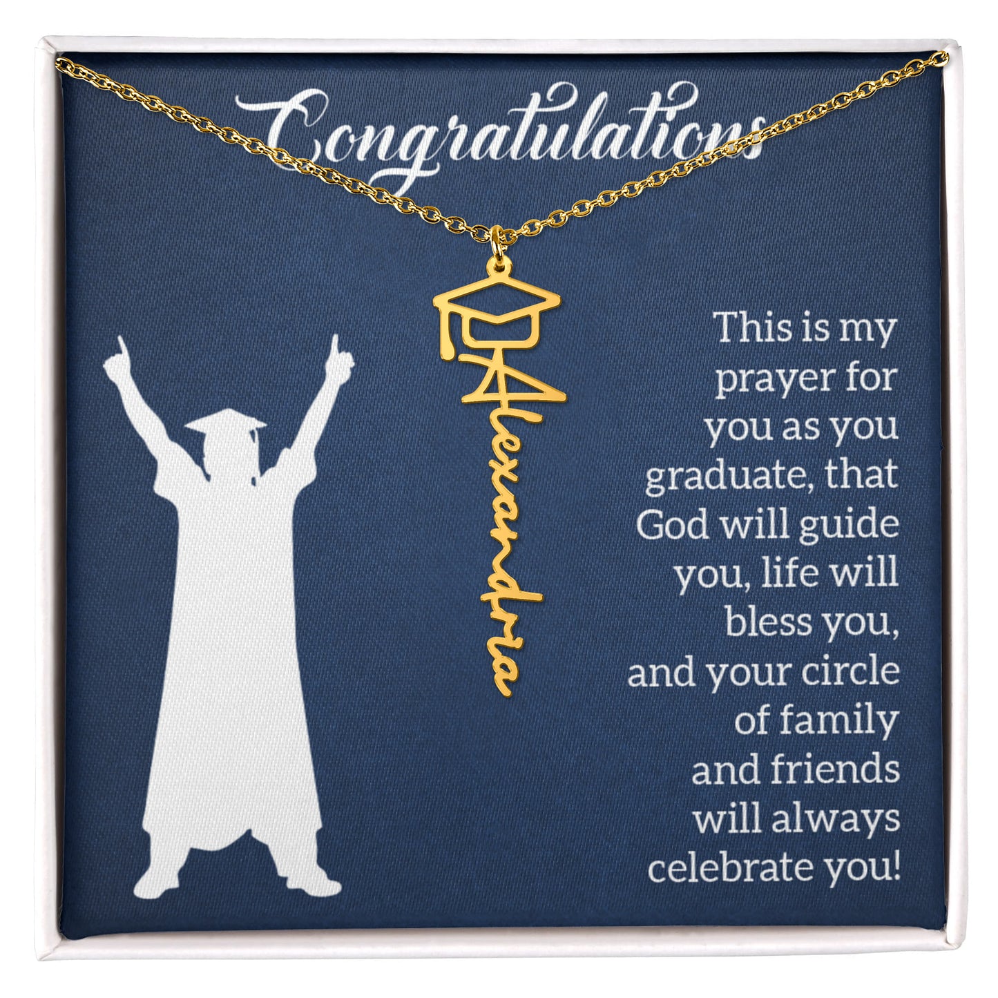 Graduation Cap Name Necklace For Men