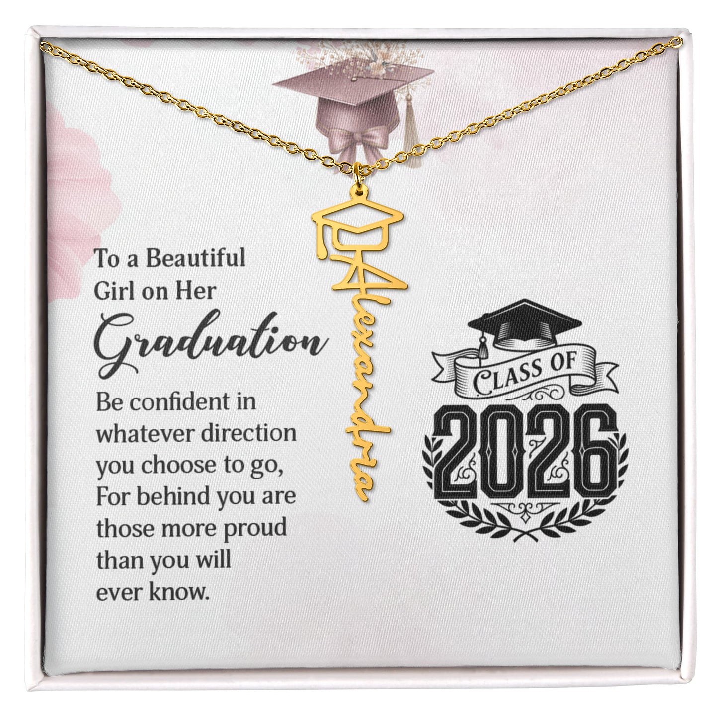Graduation Cap Name Necklace For Her