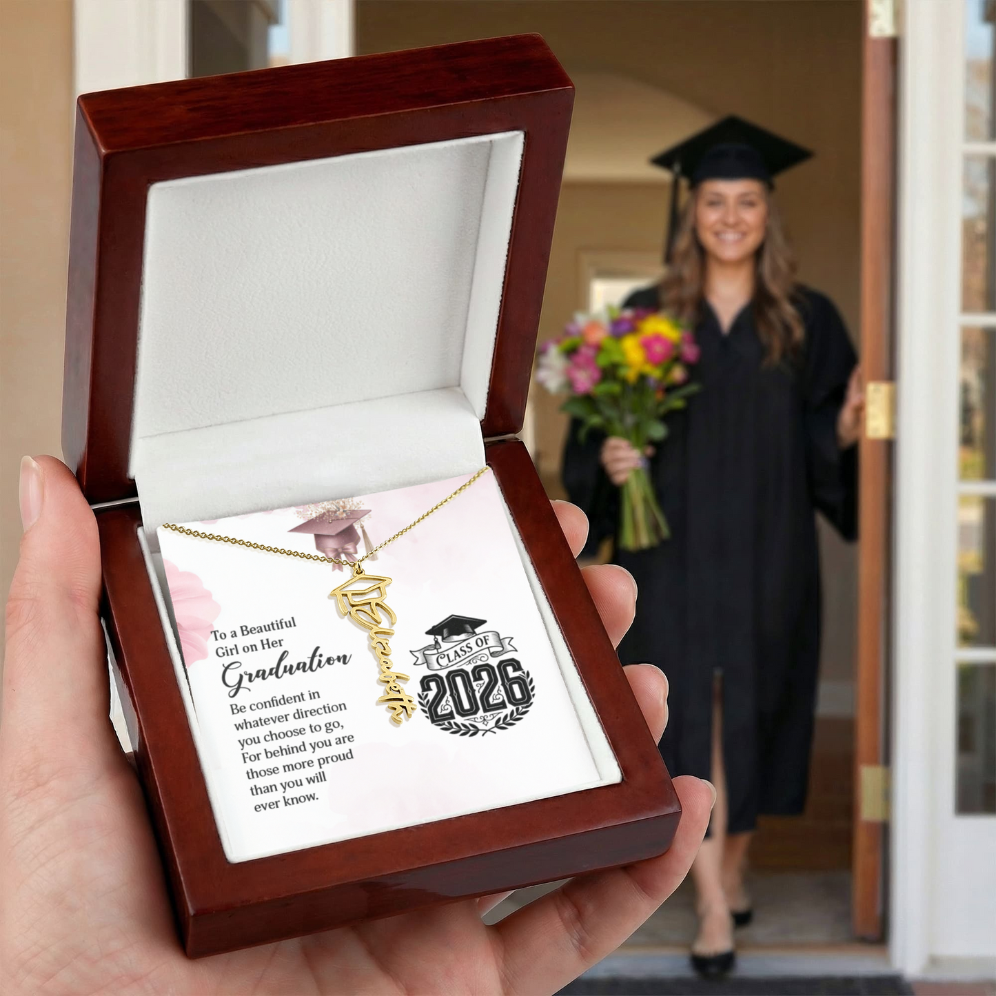Graduation Cap Name Necklace For Her
