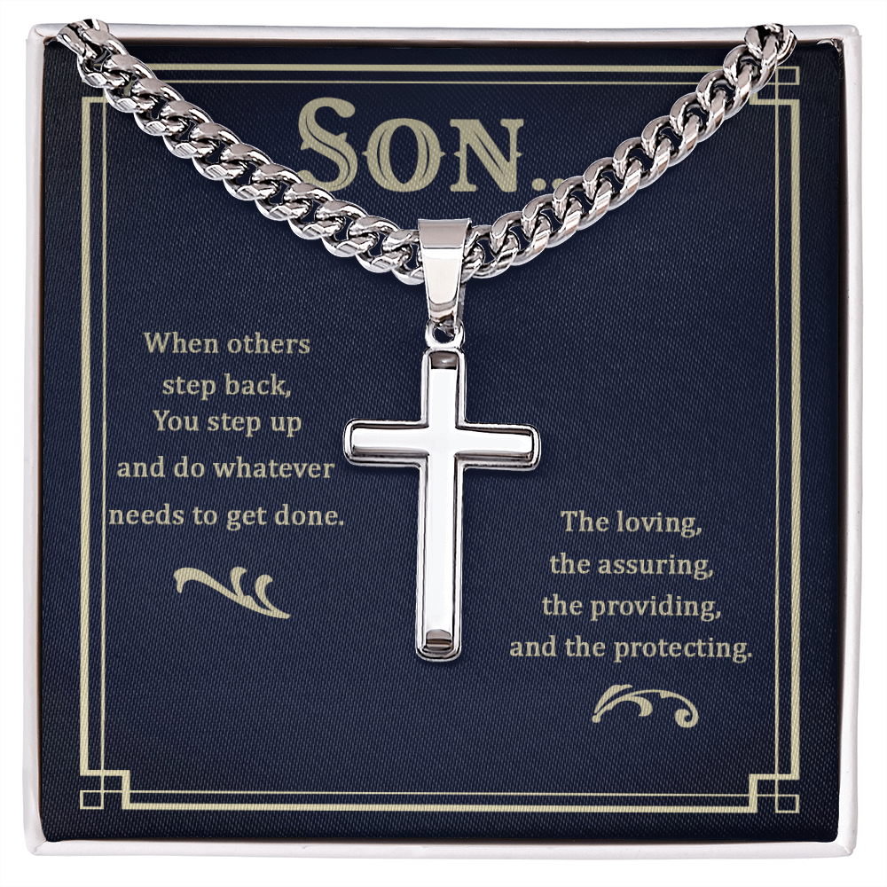 Son's Artisan Cross with Cuban Link Chain